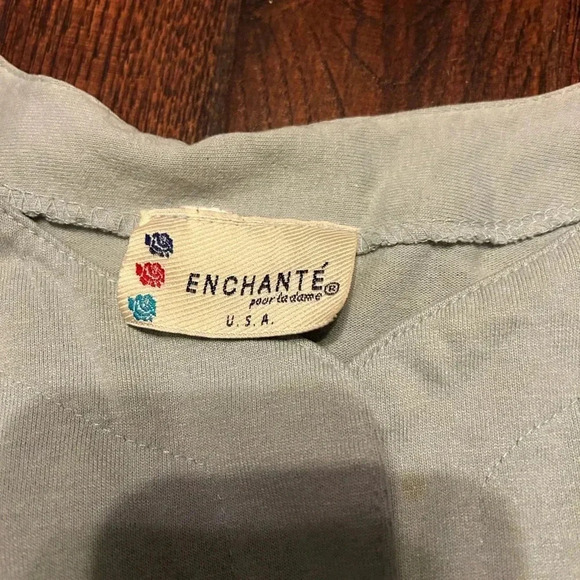 Enchante Long Sleeve Sage Knit Women’s L Button Front Peasant Boho Casual Tunic - Picture 7 of 8